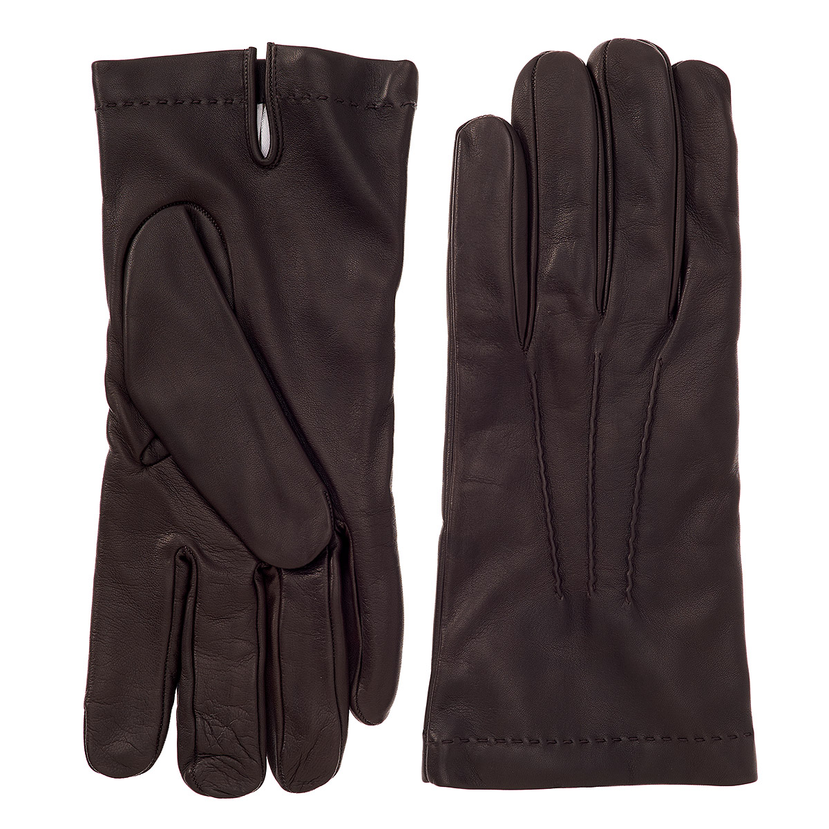 Men's Brown Cashmere Lined Nappa Leather Gloves