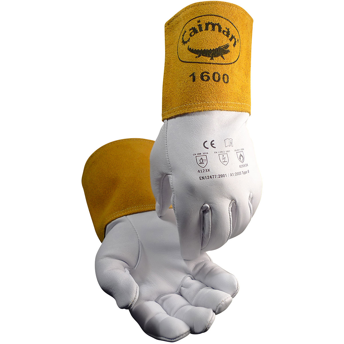 Caiman Goat Grain Mig-TIG Welding Glove with Gold Extended Cuff