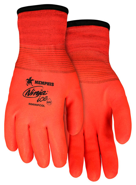 MCR Ninja ICE Fully Coated High Visibility Orange Gloves - Image 1